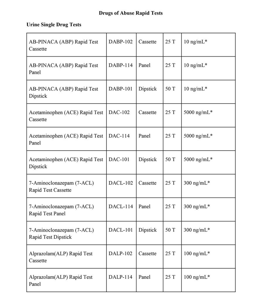 drugs of abuse rapid tests