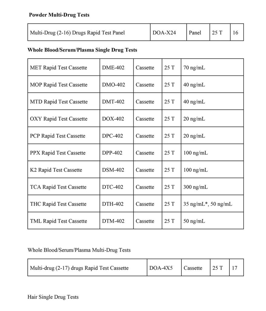 drugs of abuse rapid tests
